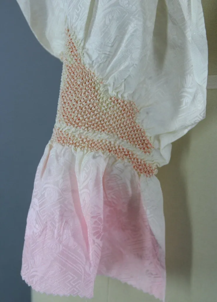 1960s Silk Kimono Obiage Scarf / Pastel Pink Ombre Shibori