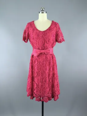 Elegant Vintage Pink Lace Dress from Sophisticated Misss 1960s Collection