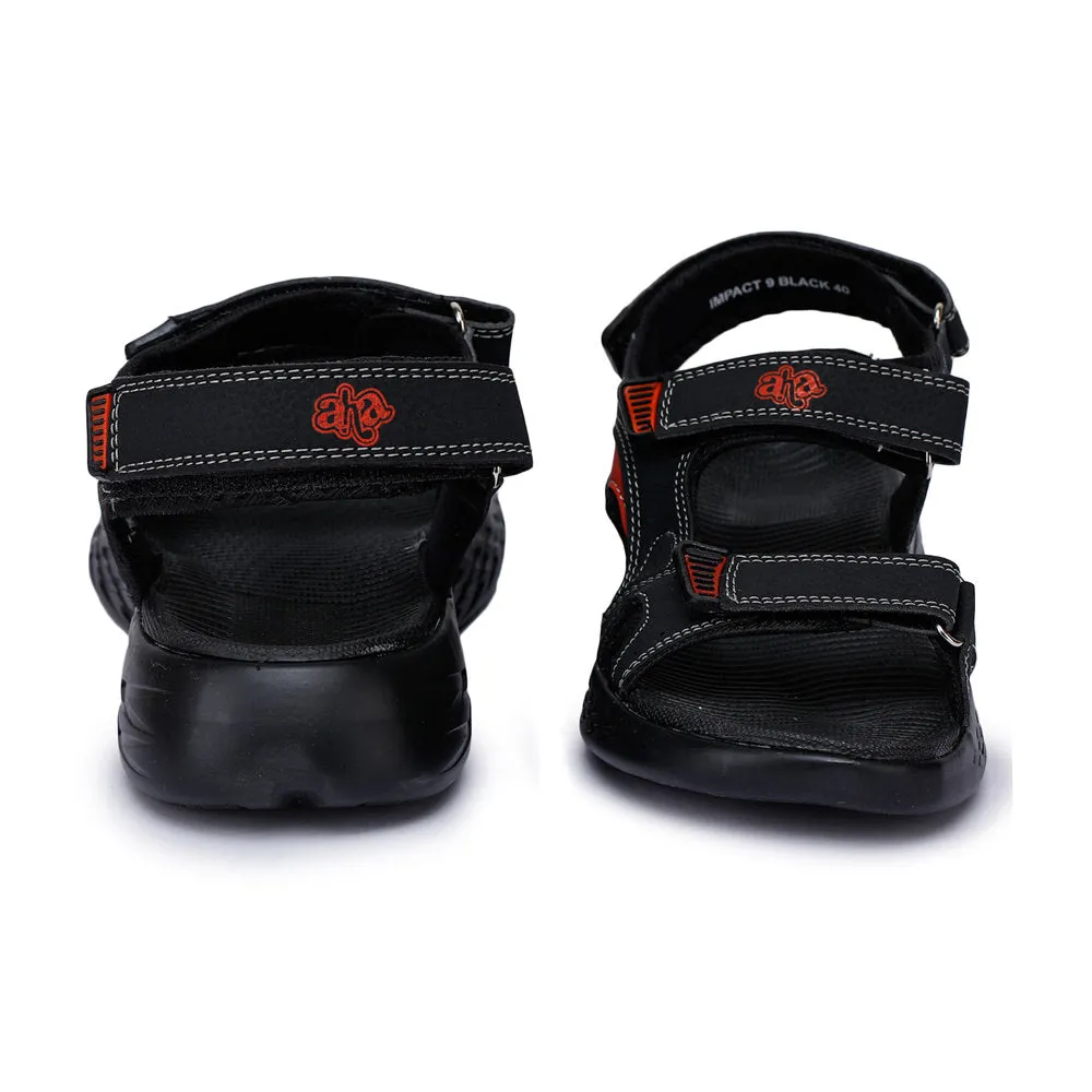 A-HA Casual Black Sandals For Men IMPACT-9 By Liberty