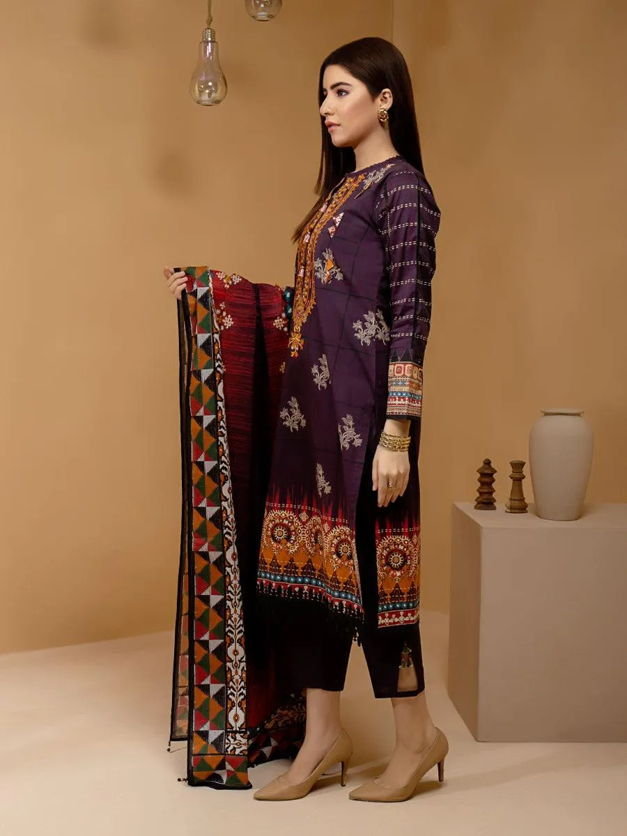 ACE Galleria Digital Embroidered Cambric Unstitched 3pc Suit ACE 12076