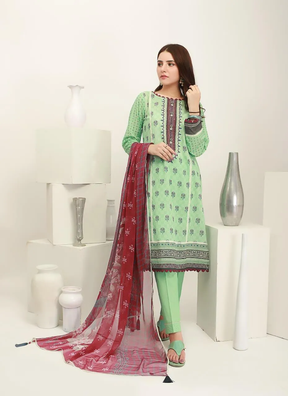 ACE Galleria Digital Embroidered Unstitched 3 Piece Lawn Suit ACE-12055