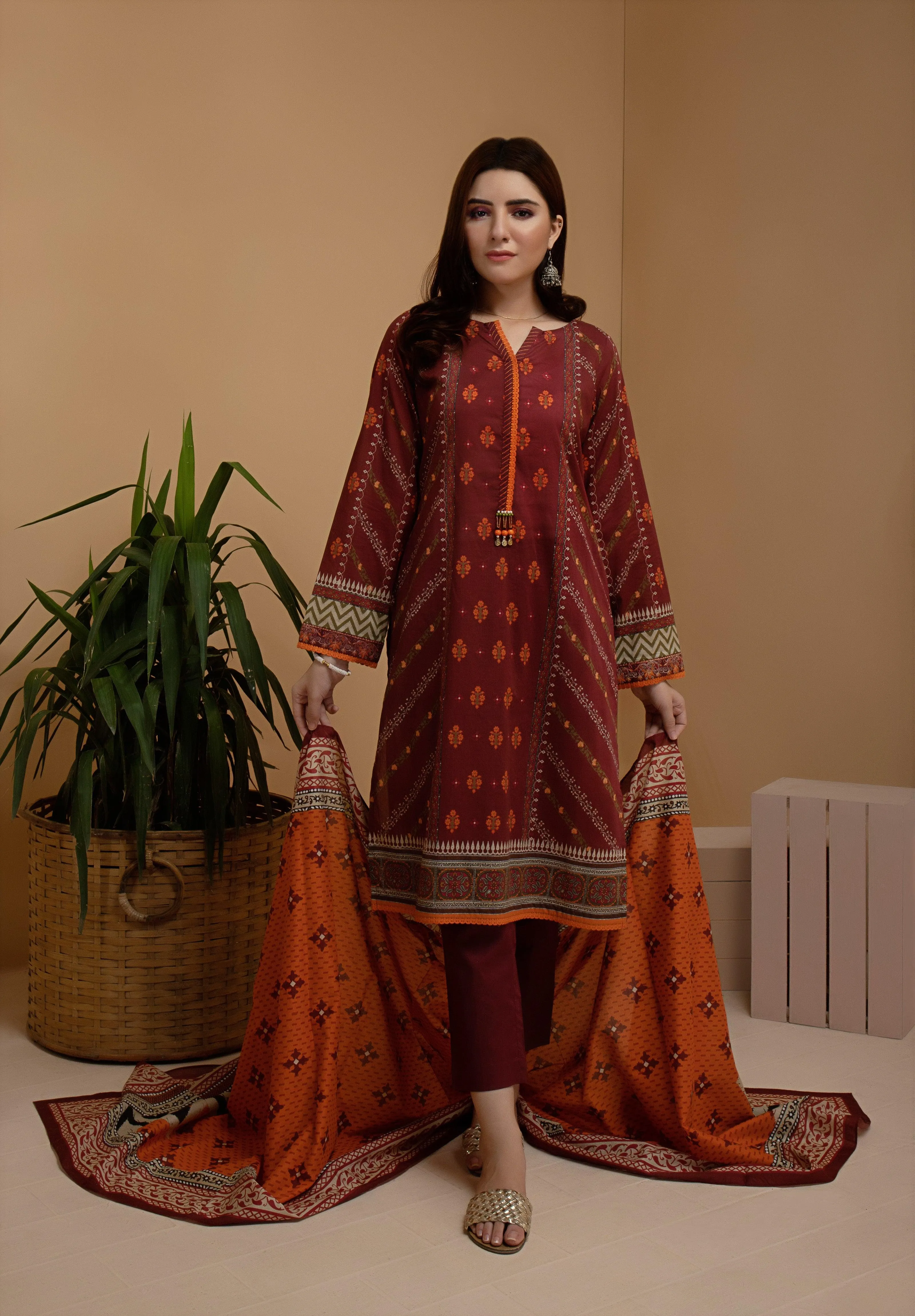 ACE Galleria Digital Embroidered Unstitched 3pc Khaddar Suit ACE 12116