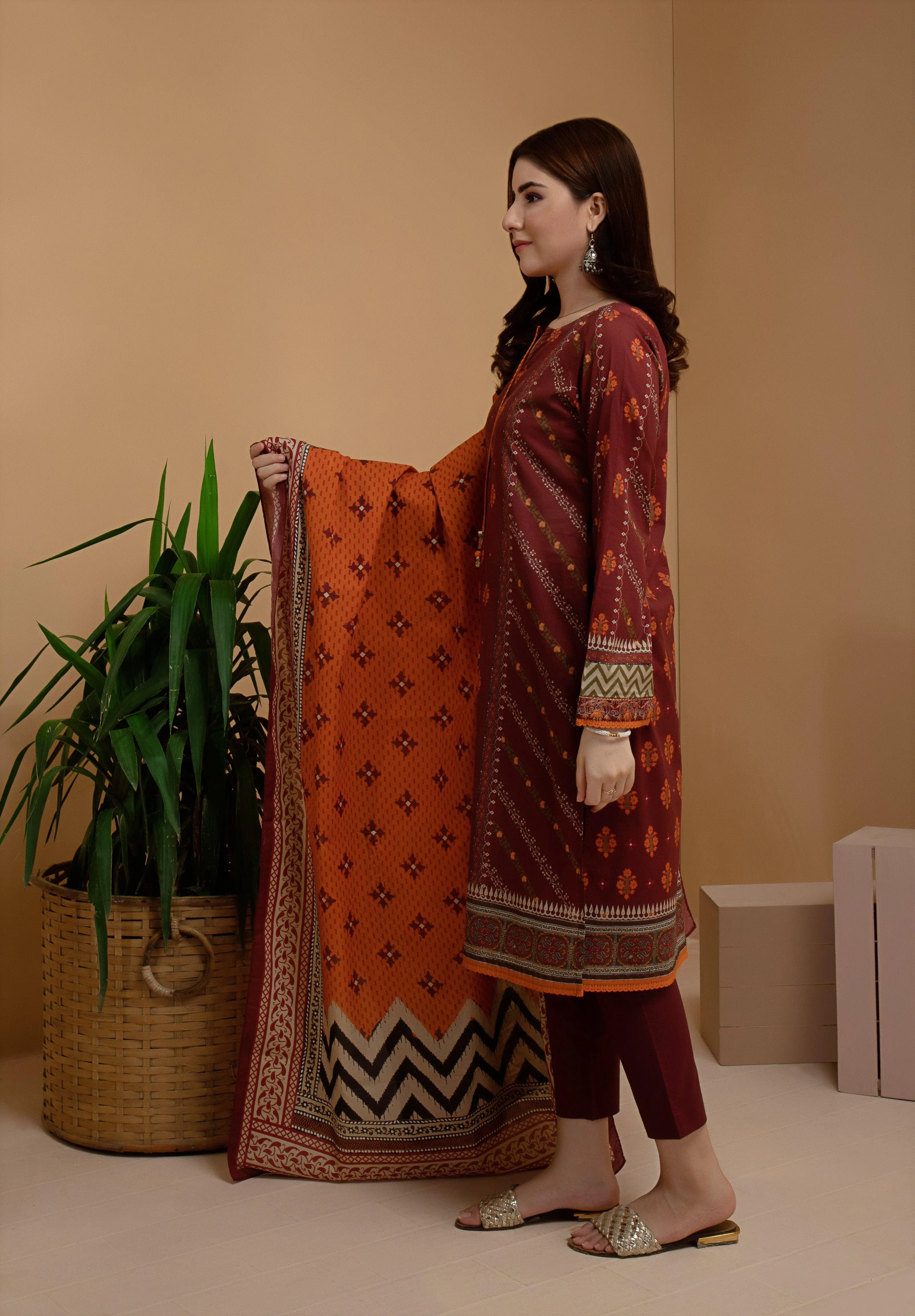 ACE Galleria Digital Embroidered Unstitched 3pc Khaddar Suit ACE 12116