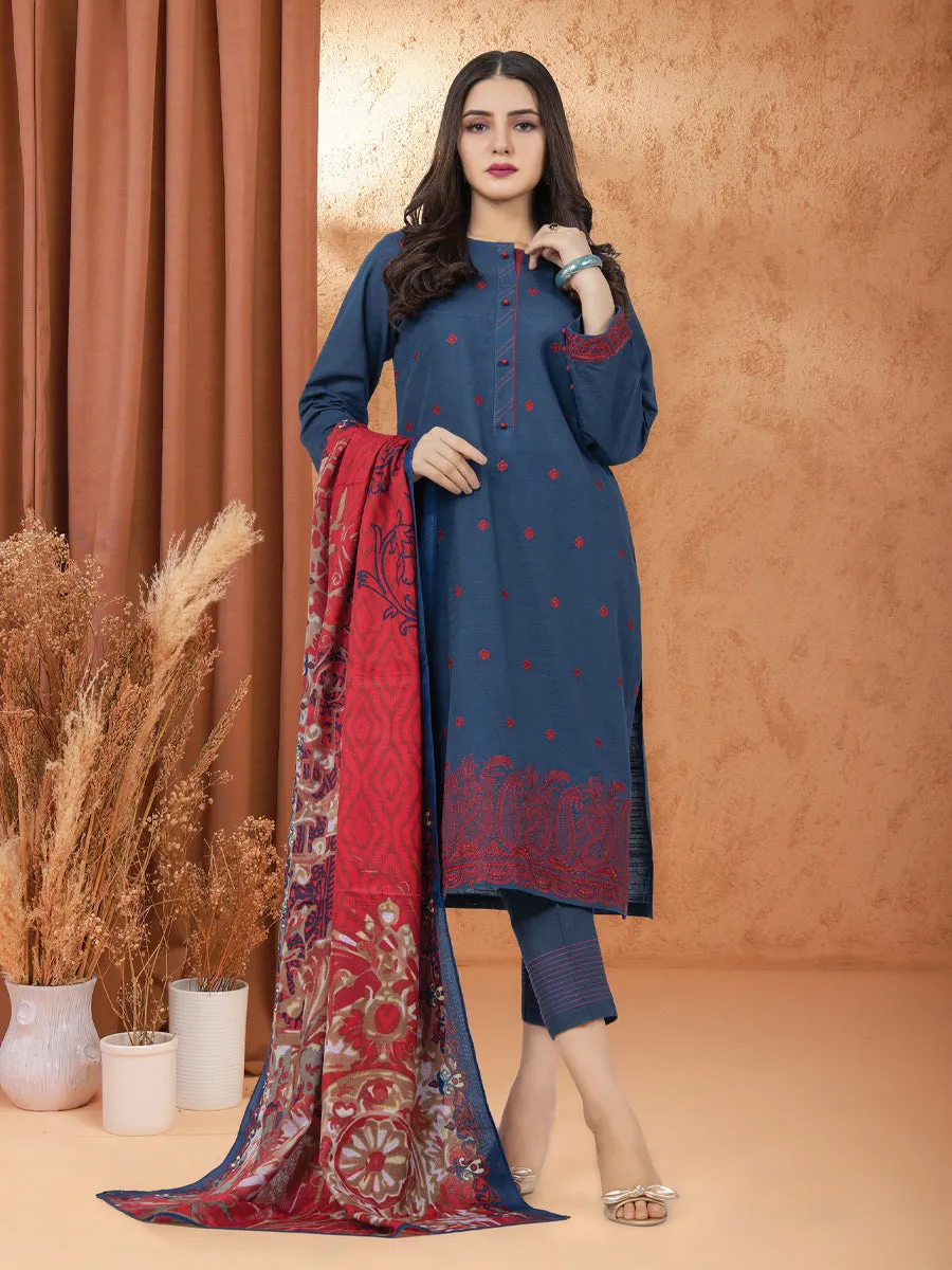 ACE Galleria Embroidered 3-Piece Unstitched Marina Twill Suit - Model ACE 12229