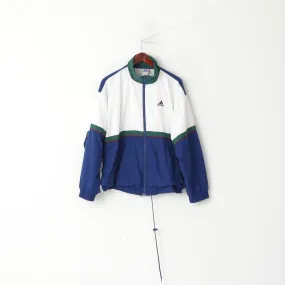 Adidas Men M Jacket White Navy Bomber Full Zipper Vintage Sportswear Track Top