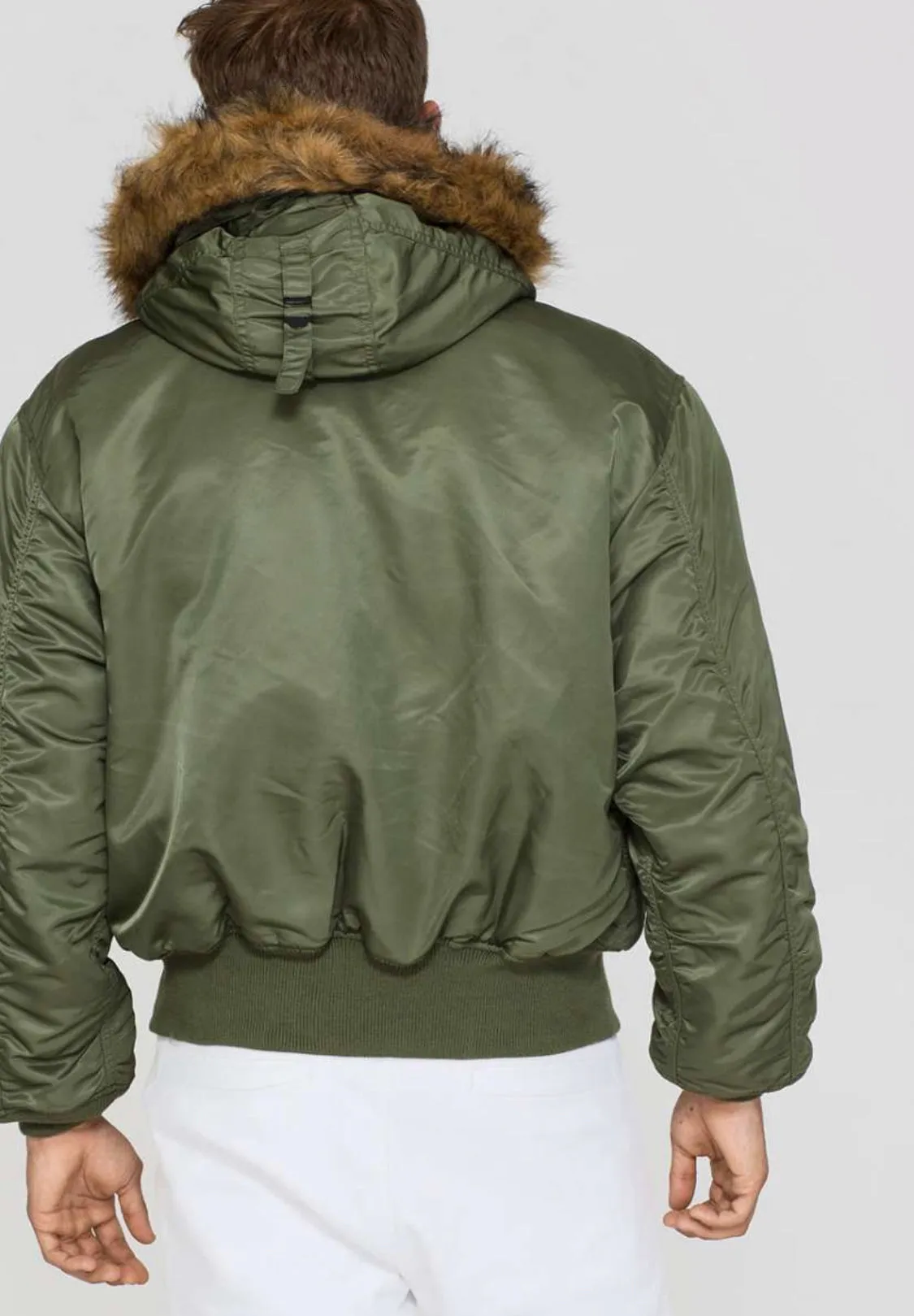 Custom Olive Alpha Industries 45P Hooded Bomber Jacket 144103-01