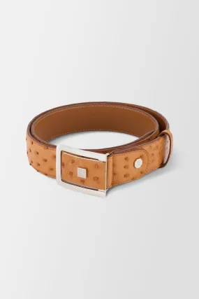 Artioli Brown Cognac Ostrich Belt