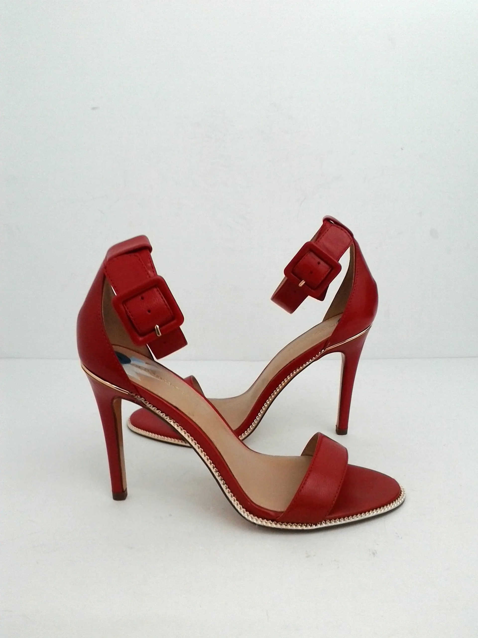 BCBGeneration Two-Piece Red Leather Heel Sandals Size 9 M