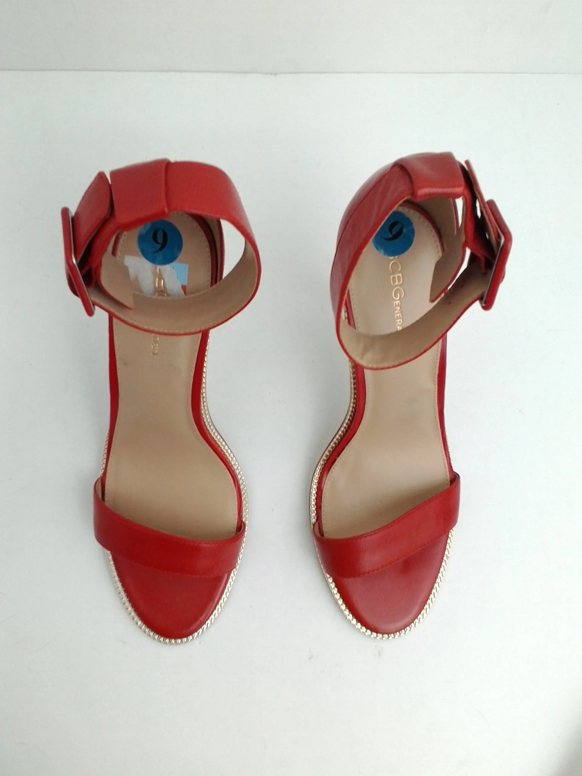 BCBGeneration Two-Piece Red Leather Heel Sandals Size 9 M