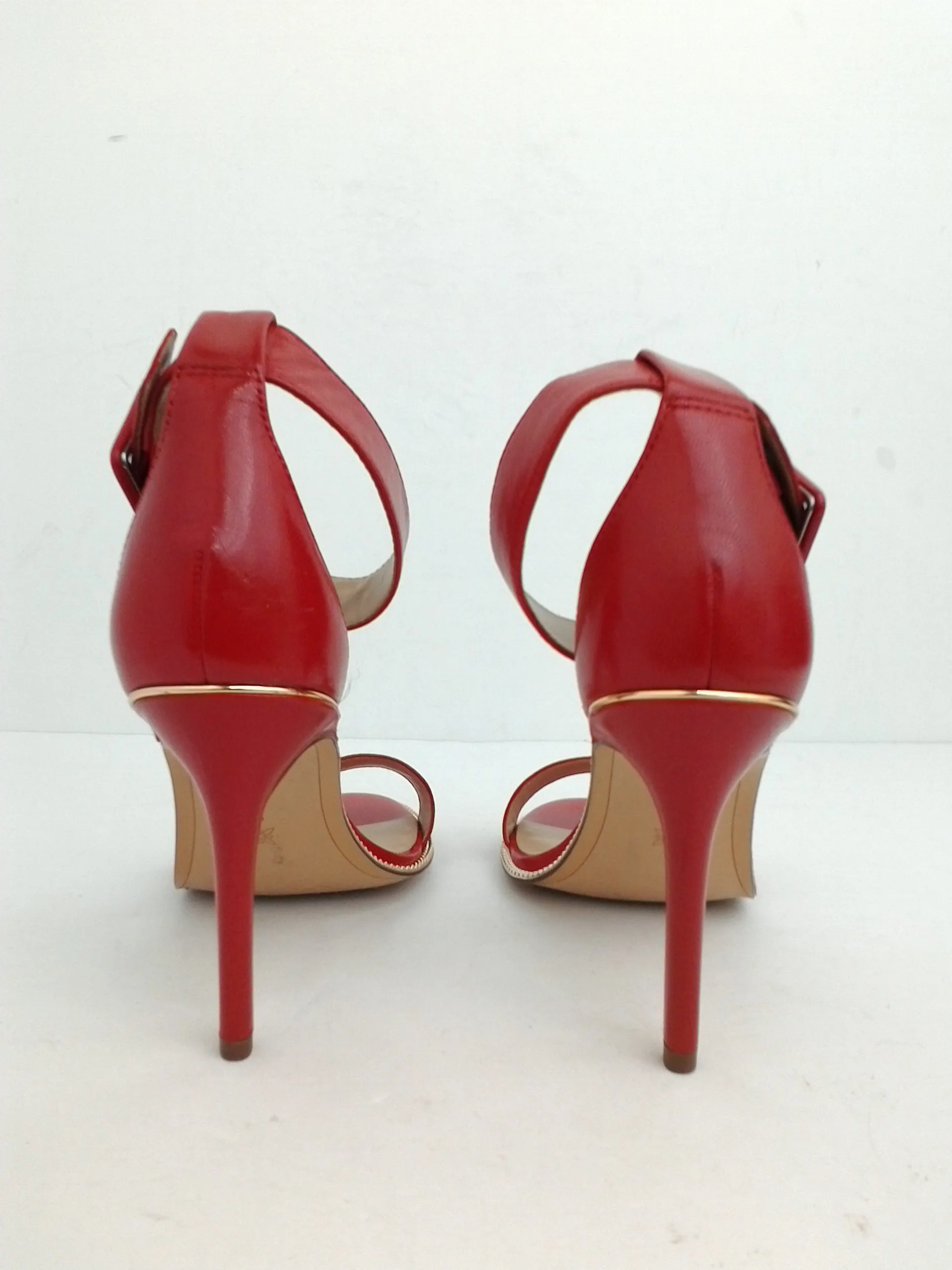 BCBGeneration Two-Piece Red Leather Heel Sandals Size 9 M