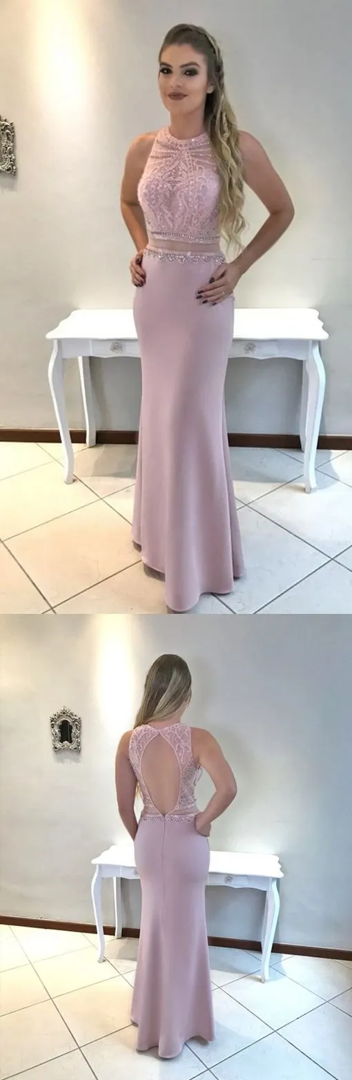 Beaded Long Prom Dresses Mermaid Evening Dresses Backless Formal Dresses,BS029