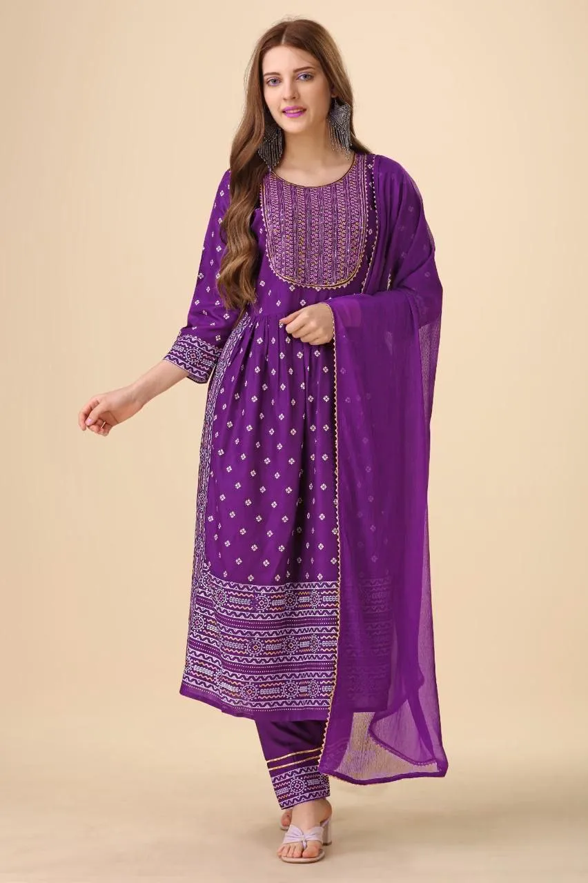 Beautiful Party Wear Women Naira cut Kurta Suit