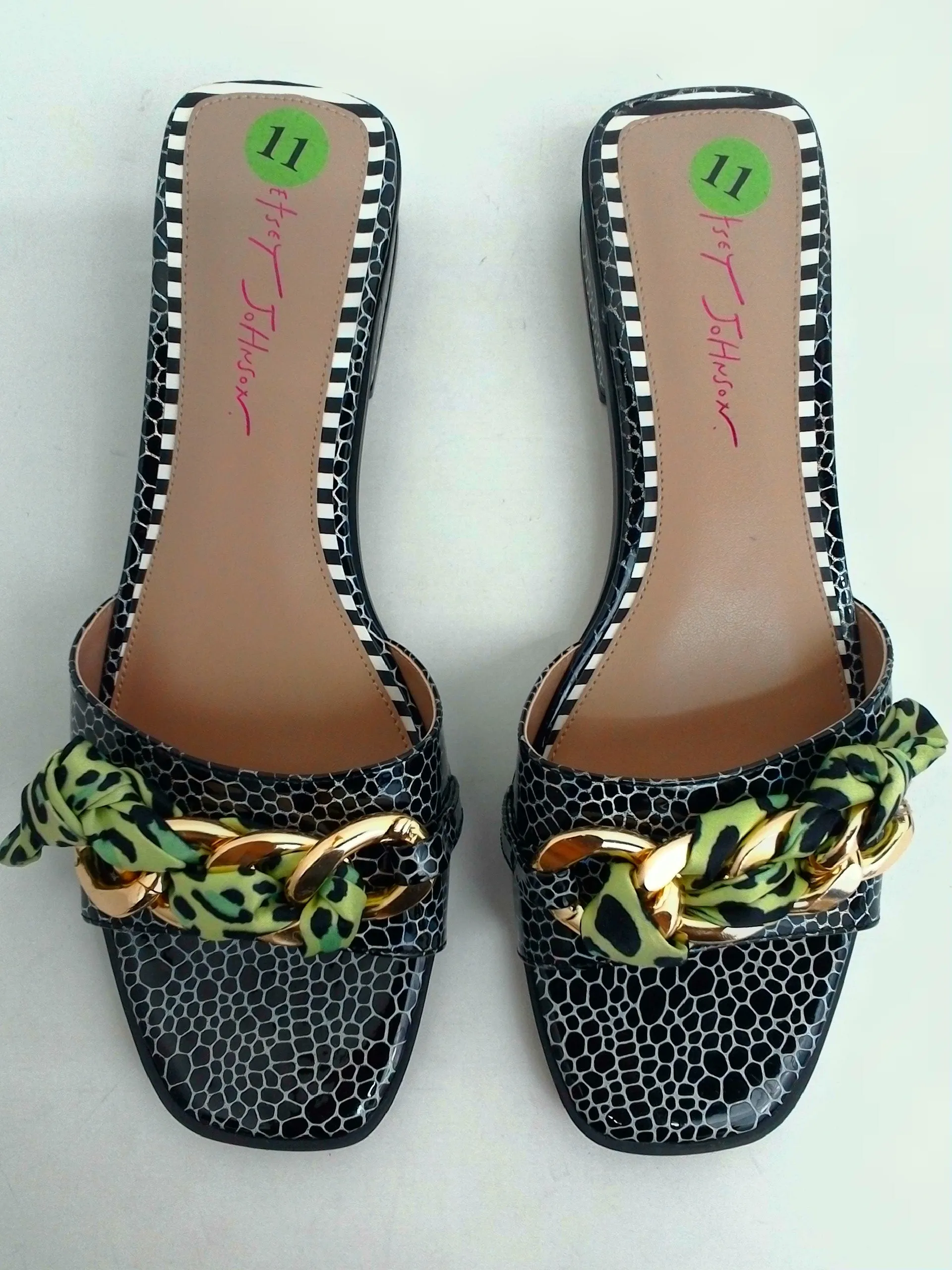 Betsey Johnson Women's Milley Black/Green/Silver Sandals Size 11 M