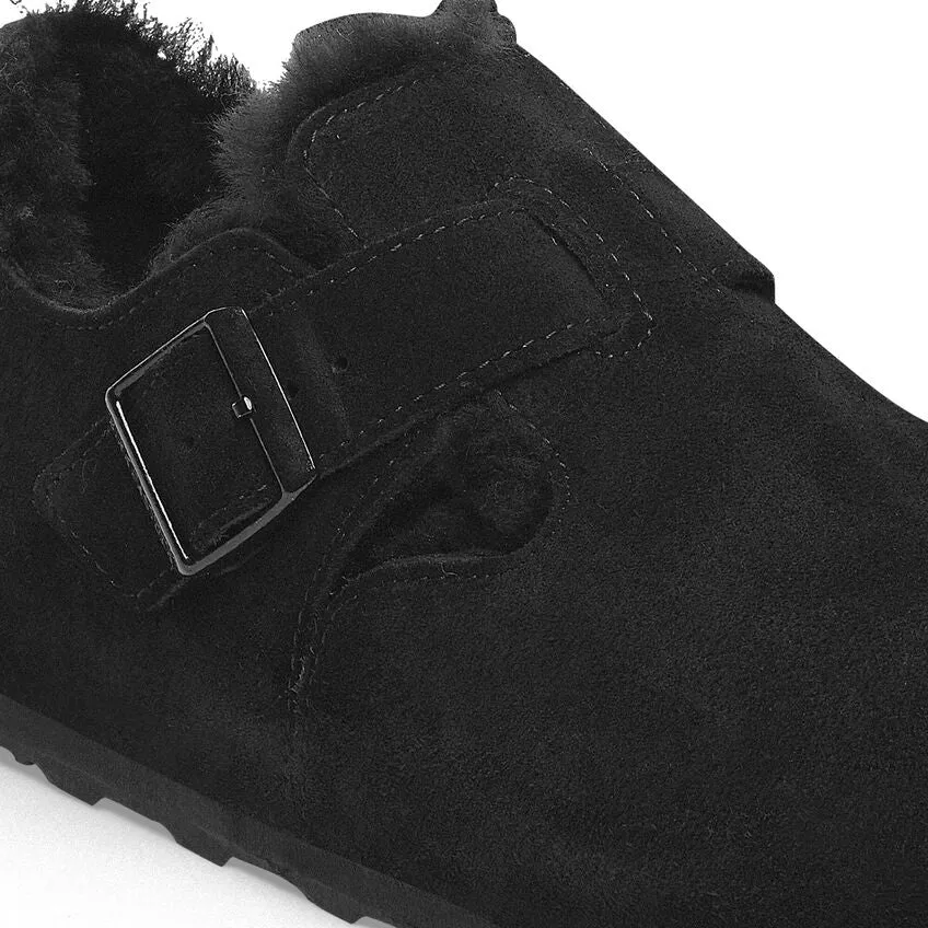 BIRKENSTOCK UNISEX London Shearling Suede Leather (Black - Narrow Fit)