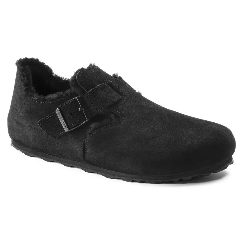 BIRKENSTOCK UNISEX London Shearling Suede Leather (Black - Narrow Fit)