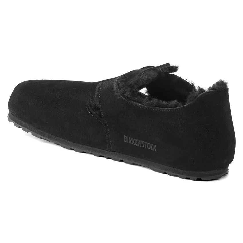 BIRKENSTOCK UNISEX London Shearling Suede Leather (Black - Narrow Fit)