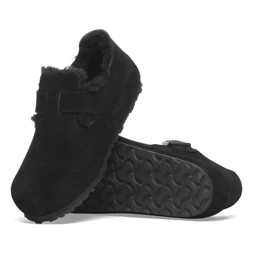 BIRKENSTOCK UNISEX London Shearling Suede Leather (Black - Narrow Fit)