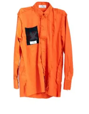 Bloke Orange Patch Frill Shirt with Printed chest pocket