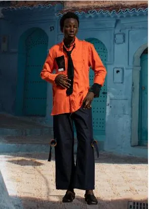 Bloke Orange Patch Frill Shirt with Printed chest pocket