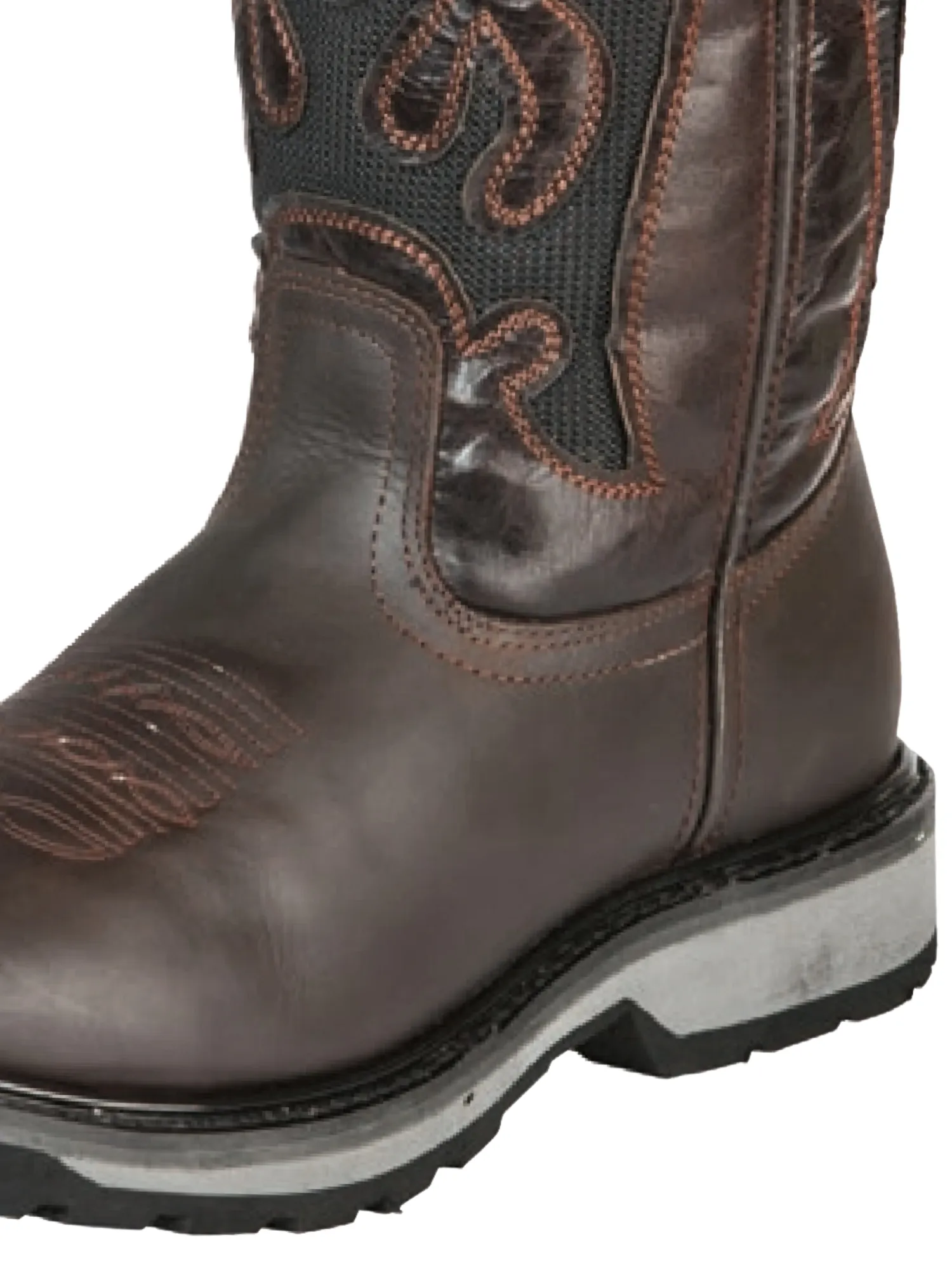 Botas de Trabajo Rodeo de Tubo Pull-On con Punta Suave de Piel Genuina para Hombre 'El General' - ID: 51275