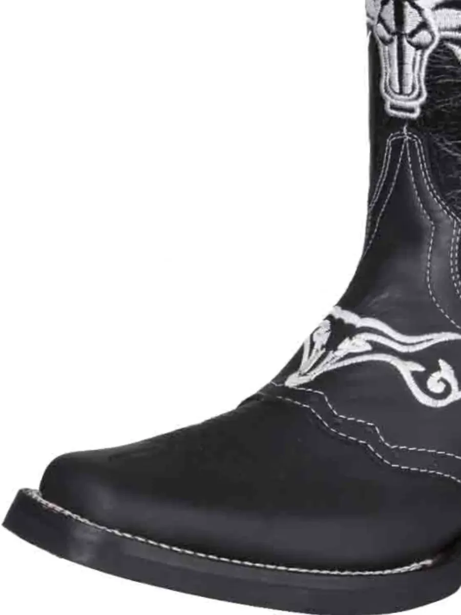 Botas Vaqueras Rodeo con Antifaz Bordado de Piel Genuina para Hombre 'El General' - ID: 34313