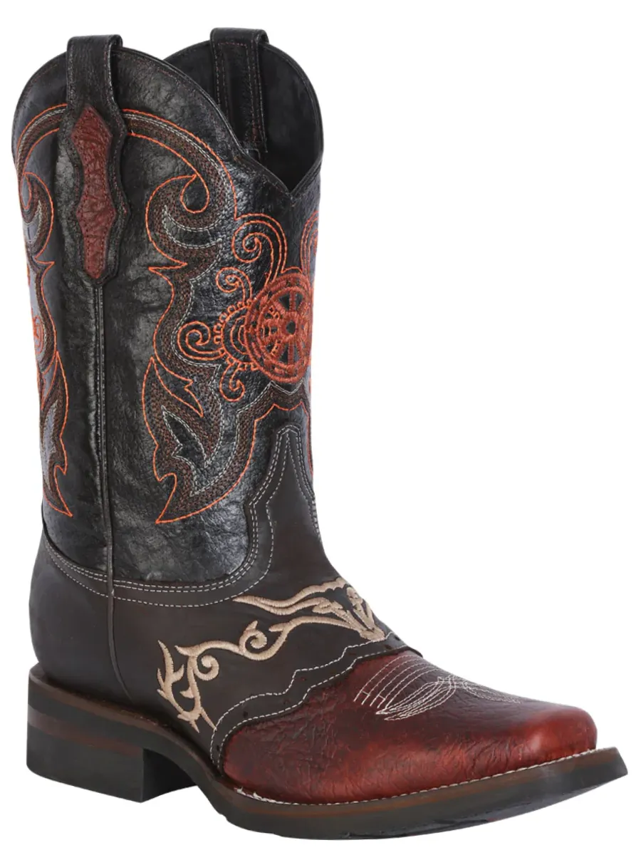 Botas Vaqueras Rodeo con Antifaz Bordado de Piel Genuina para Hombre 'El General' - ID: 40667