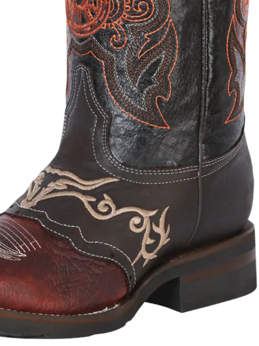 Botas Vaqueras Rodeo con Antifaz Bordado de Piel Genuina para Hombre 'El General' - ID: 40667