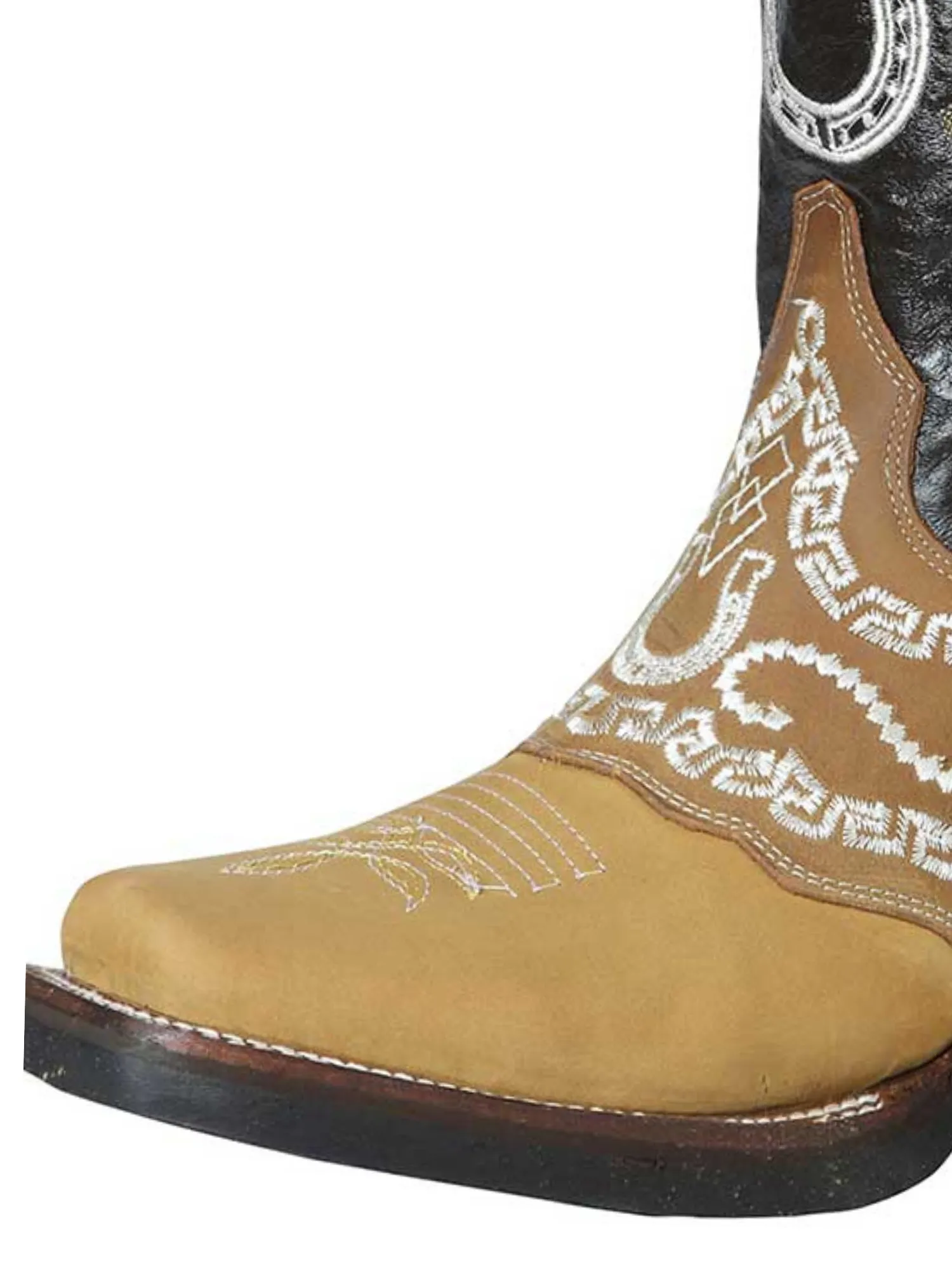 Botas Vaqueras Rodeo con Antifaz Bordado de Piel Nobuck para Hombre 'El General' - ID: 51111