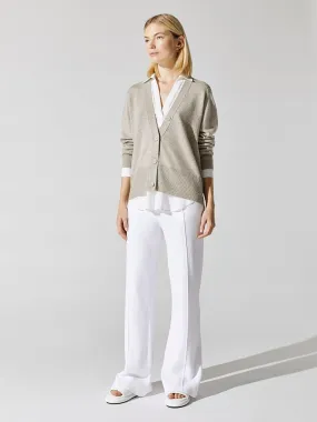 Callie Layered Looker Cardigan - Light Chia Melange With White