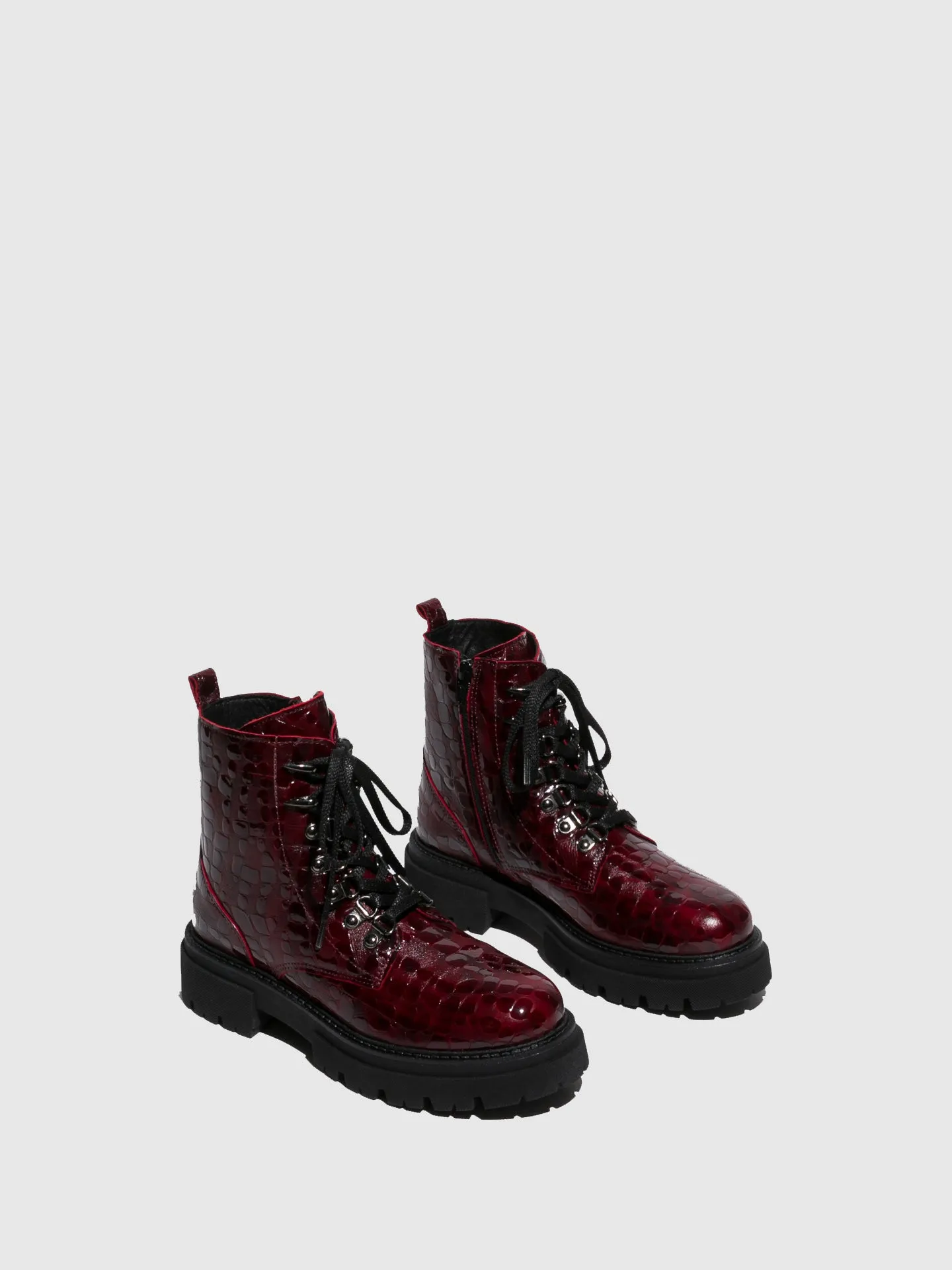 Crimson Lace-up Boots