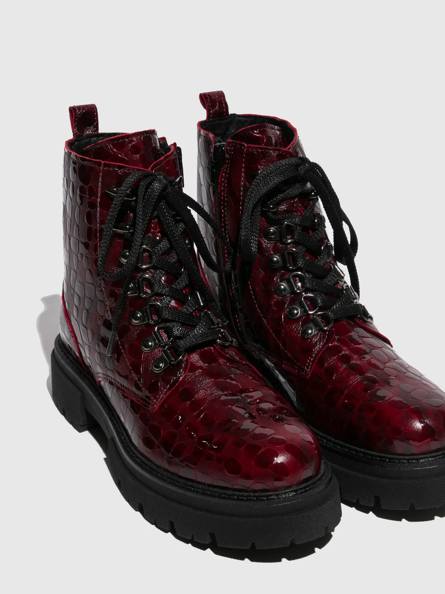 Crimson Lace-up Boots