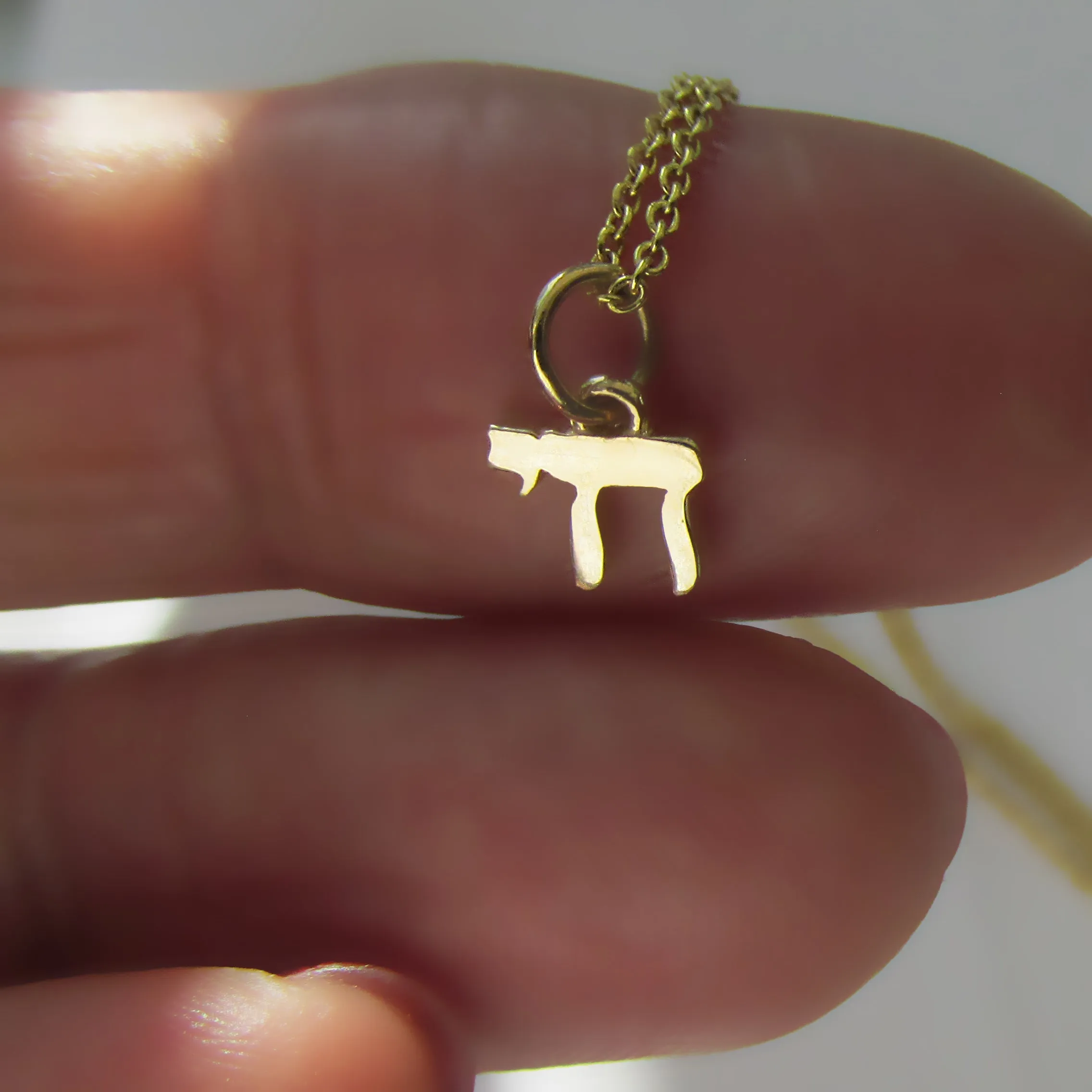 Dainty 14k Gold Chai Necklace