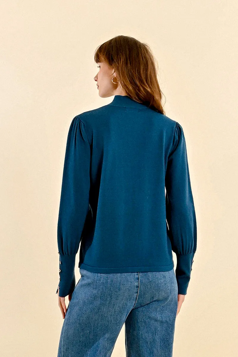 Detailed Knit Sweater - Petrol Blue