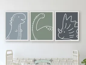 Dinosaur Outline Nursery Prints