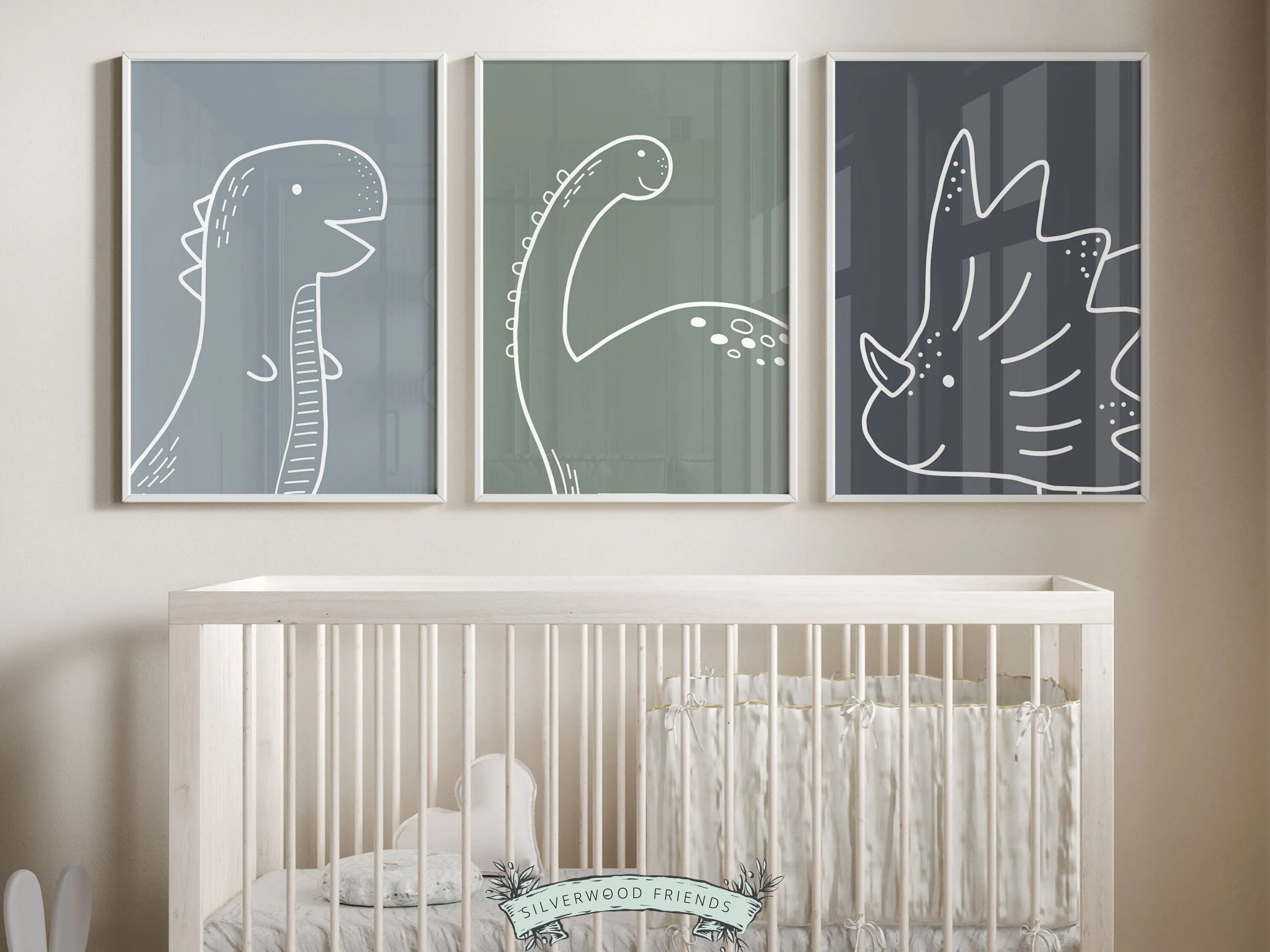 Dinosaur Outline Nursery Prints