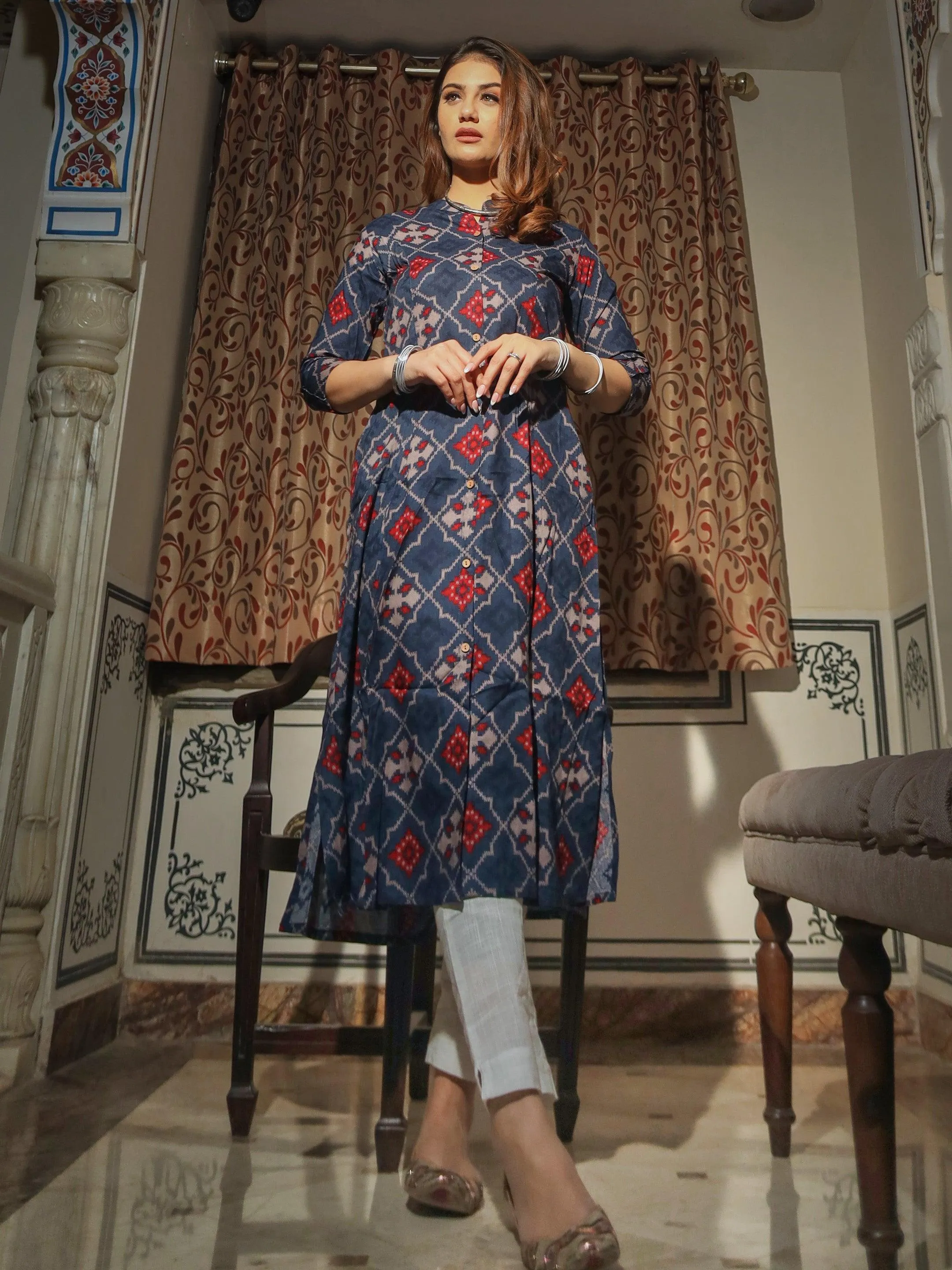 Divena A-Line Printed Rayon Kurta