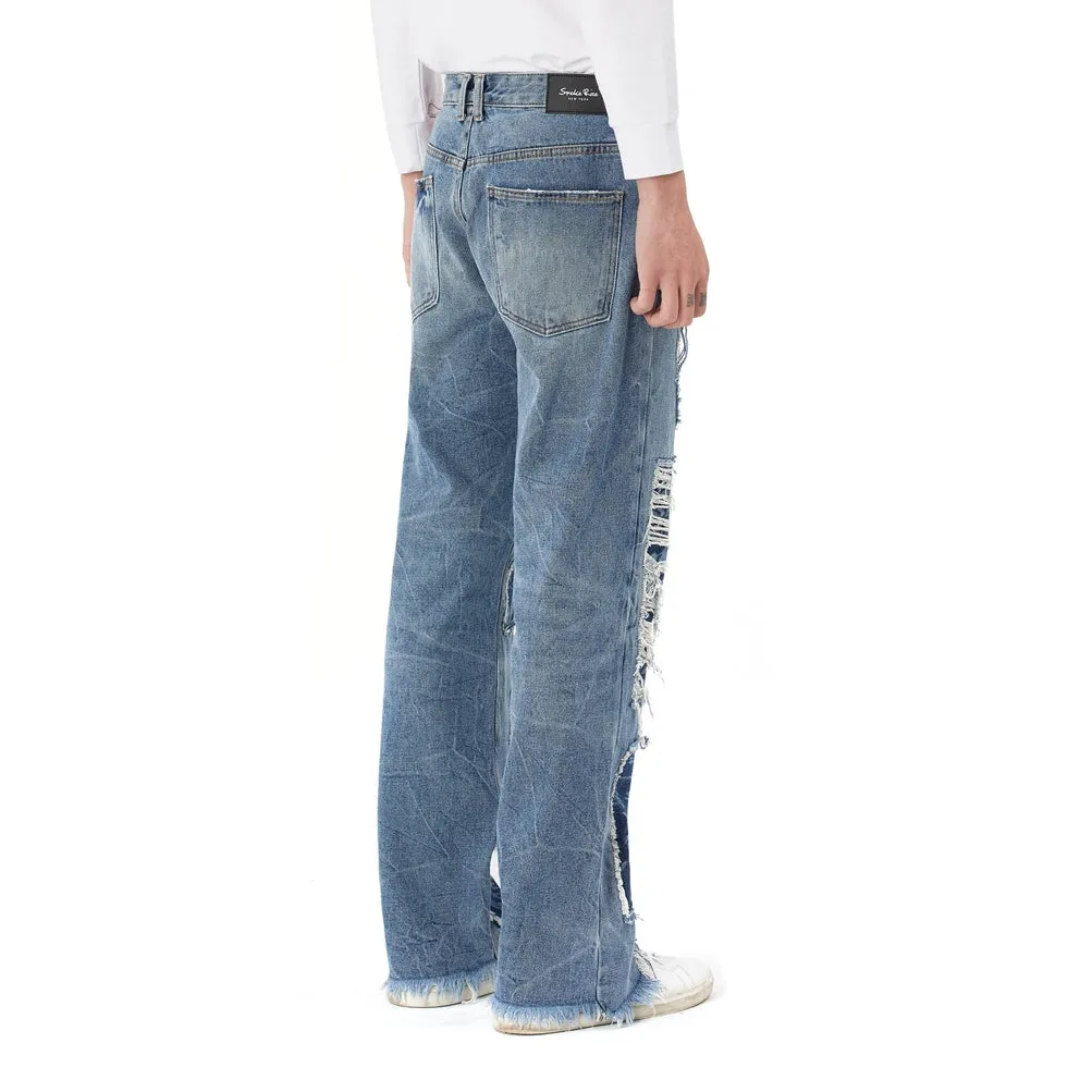 Doodling Cut Denim Pants - Intense Blue