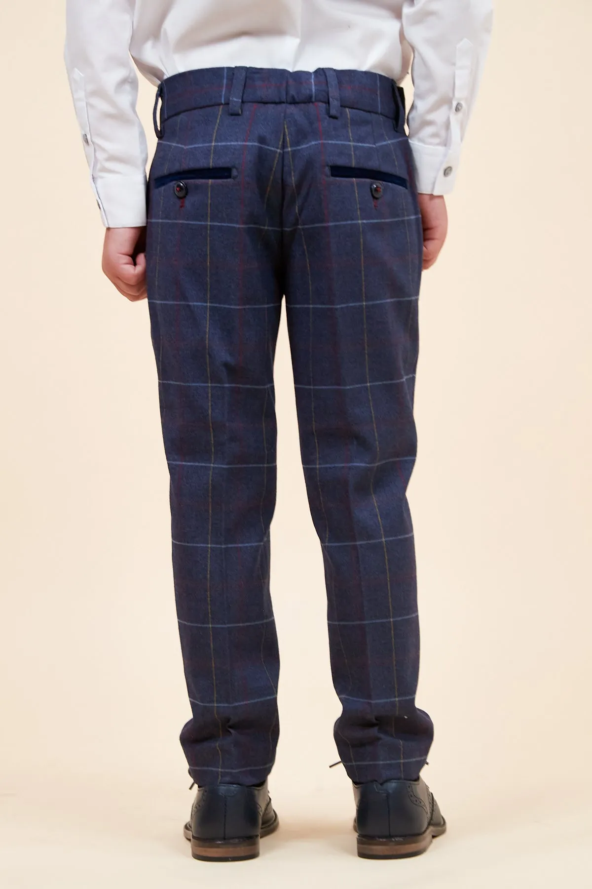 DRAKE - Children's Navy Check Three Piece Suit