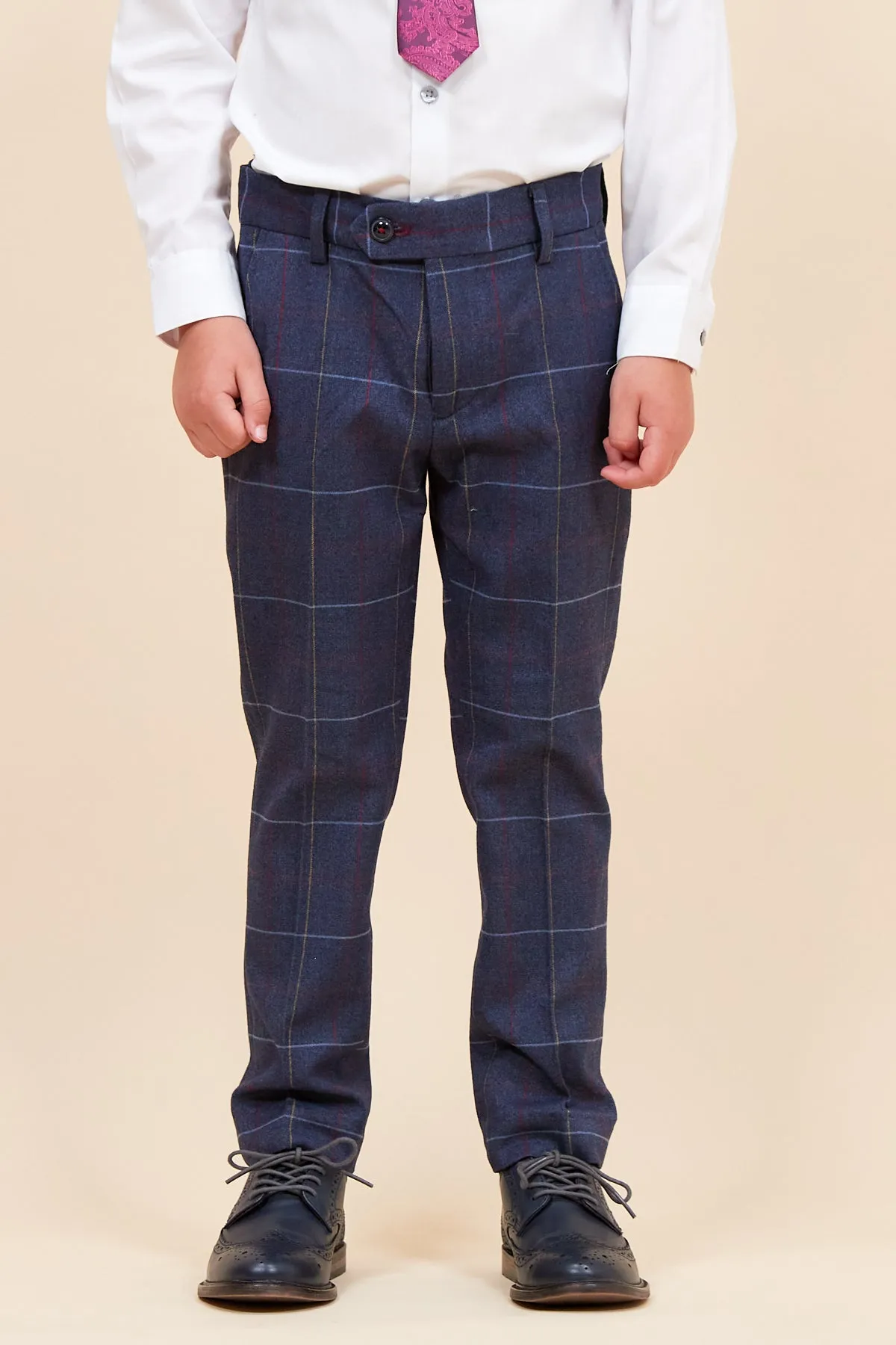 DRAKE - Children's Navy Check Three Piece Suit