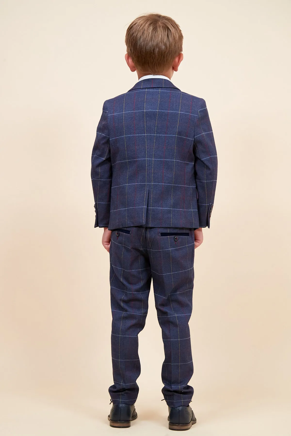 DRAKE - Children's Navy Check Three Piece Suit