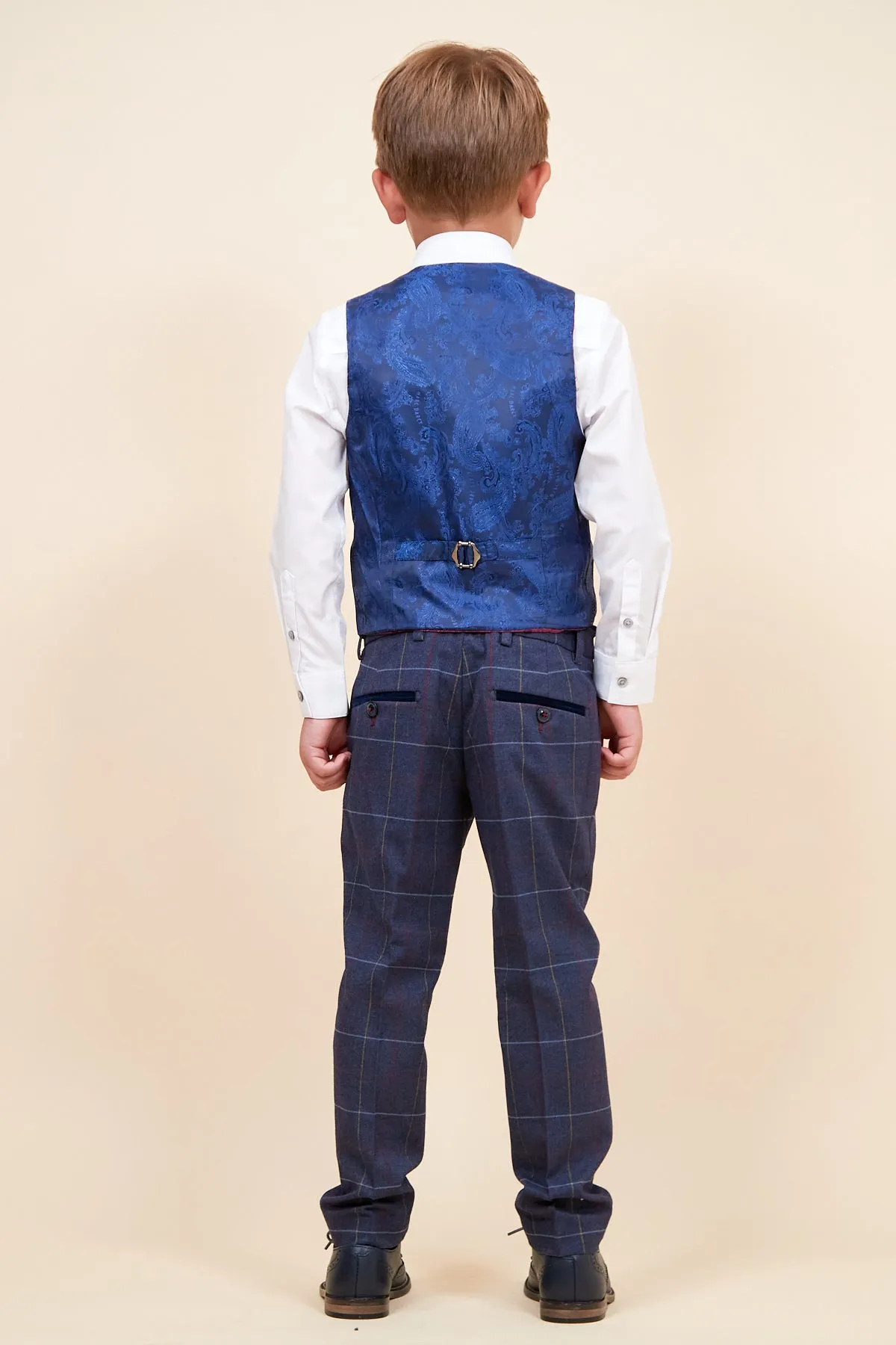 DRAKE - Children's Navy Check Three Piece Suit