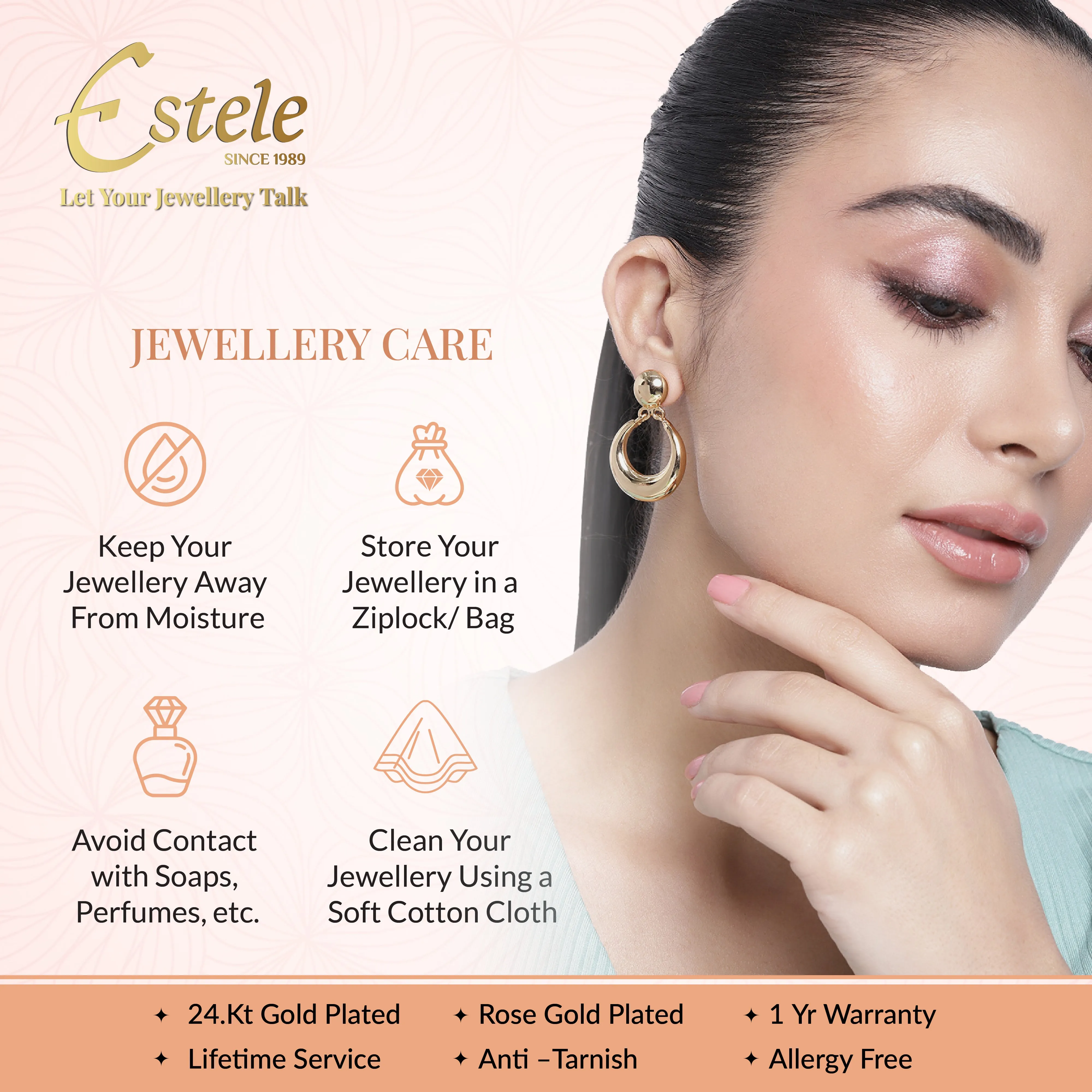 Estele Gold Plated CZ Sparkling Designer Earrings for Women