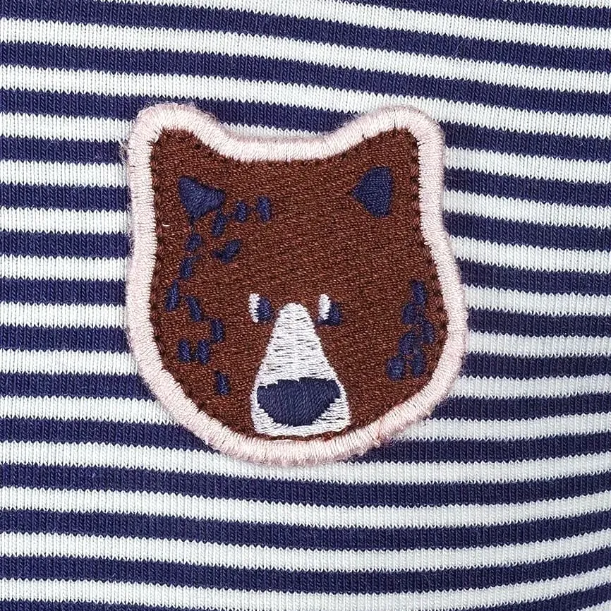 Ex Store Girls Long Sleeved Striped Bear Top