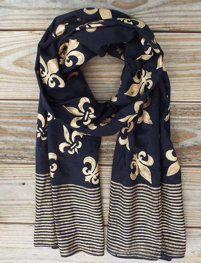 Fleur de Lis Scarf on Black