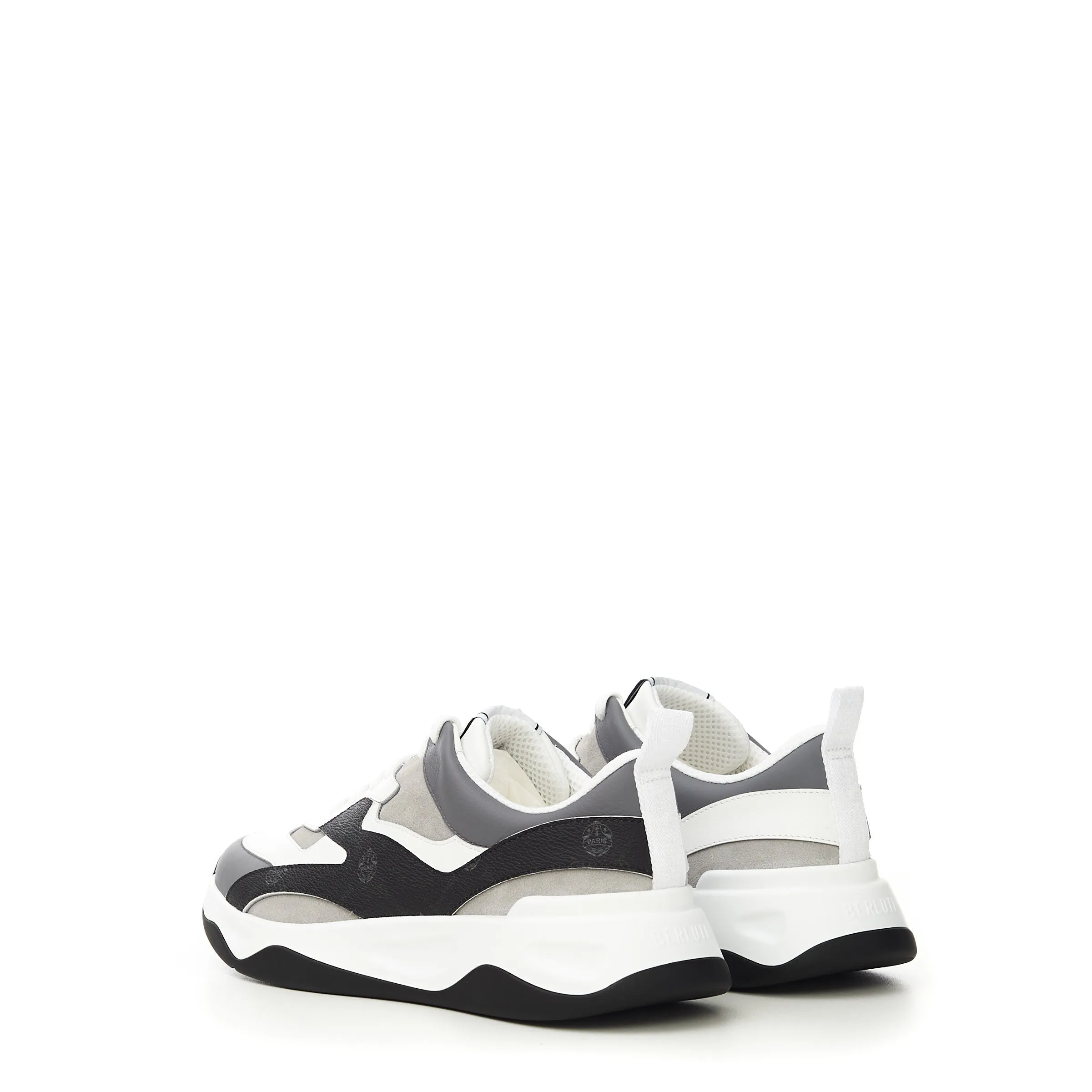 Flow Sneaker In White And Black Canvas And Leather