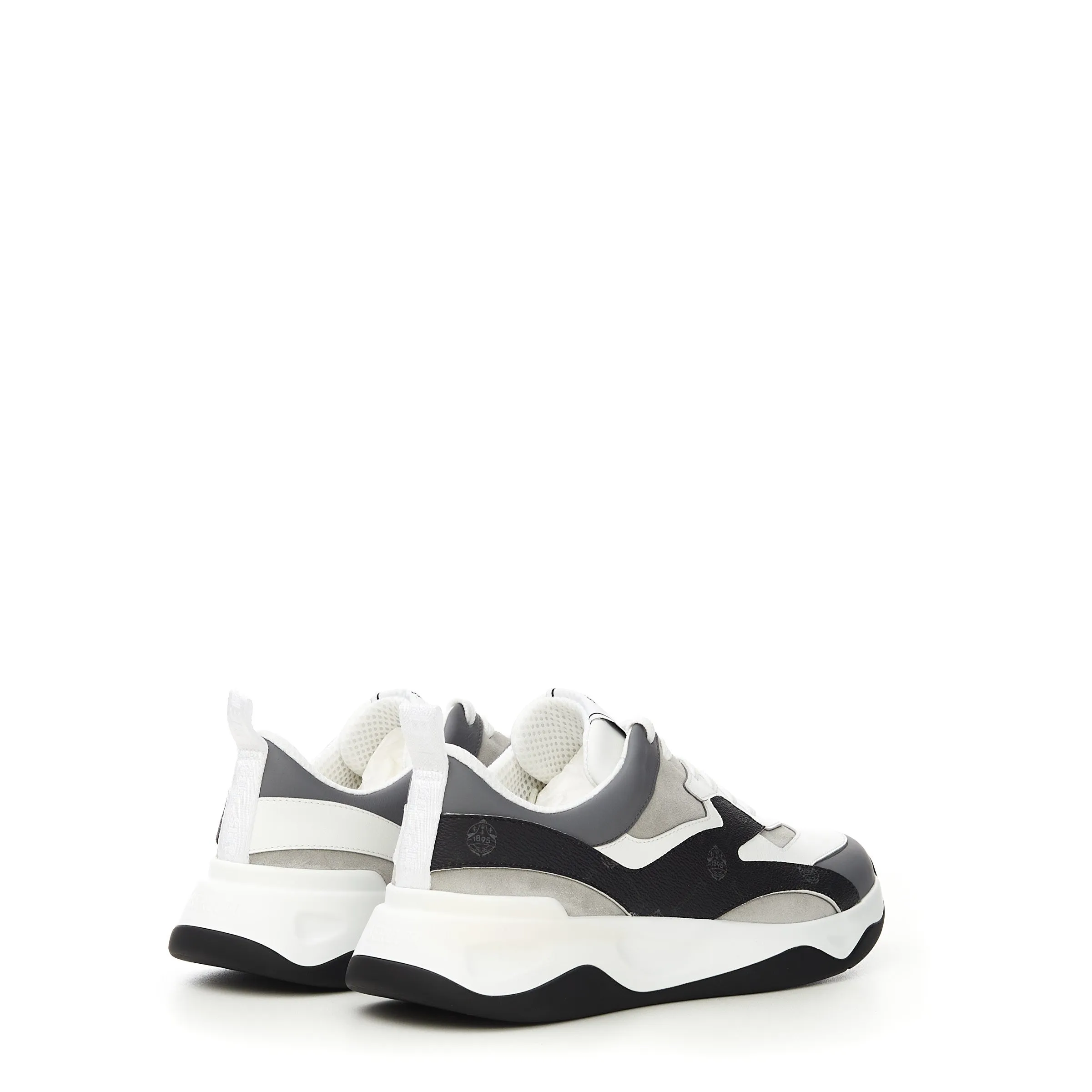 Flow Sneaker In White And Black Canvas And Leather