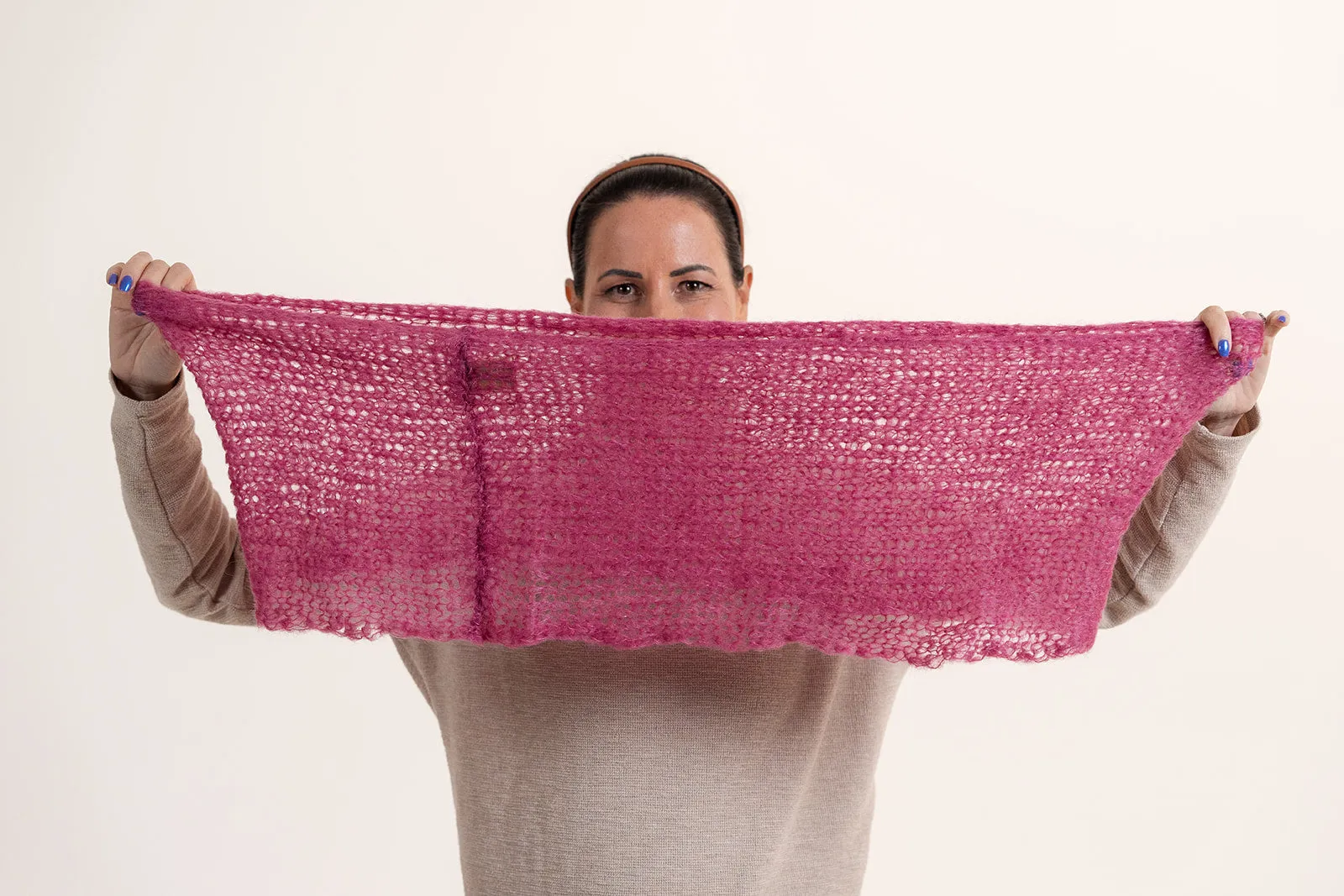 Handmade Infinity Mohair Scarf - Dark Pink