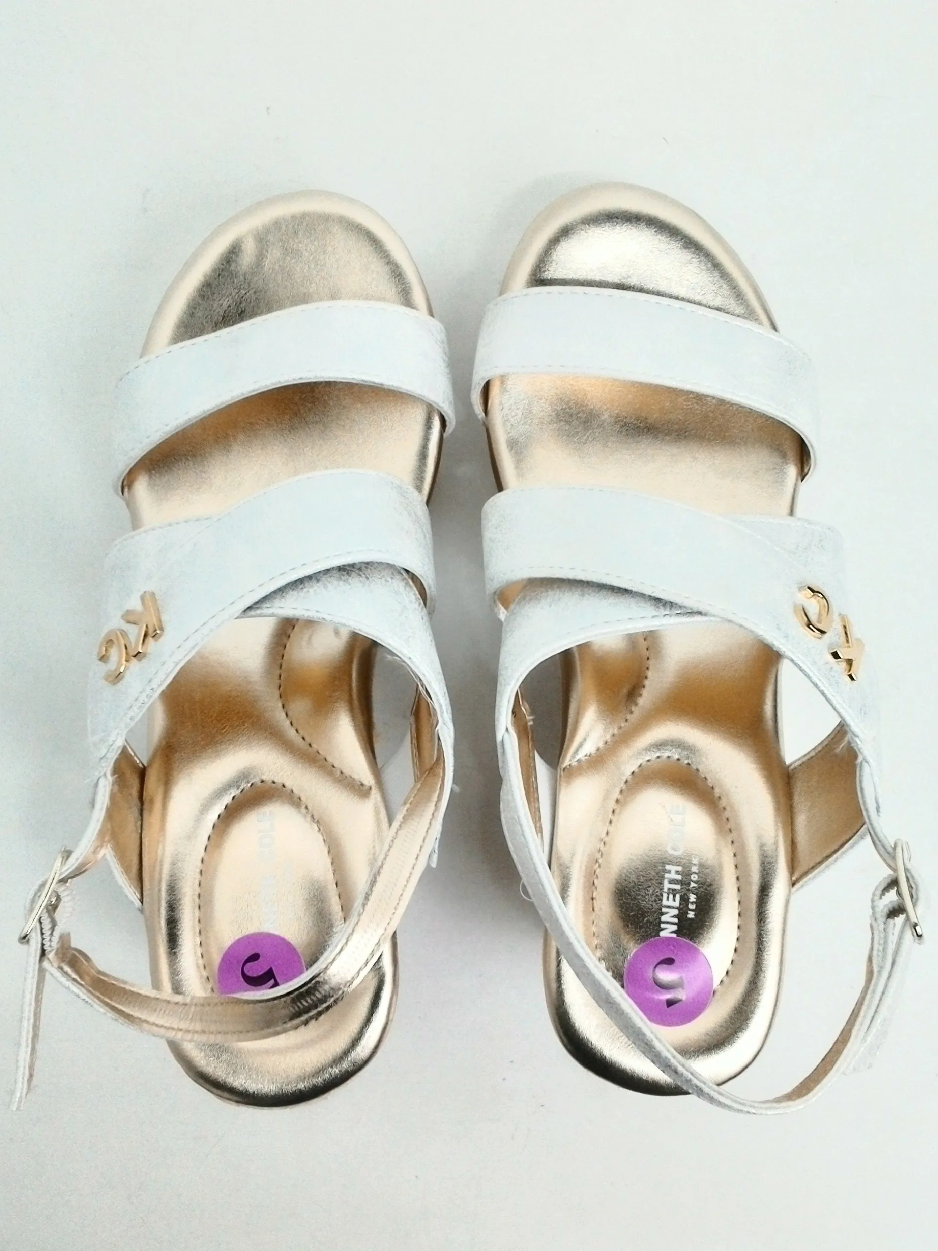 Kenneth Cole Women's White/Gold Wedge Sandals Size 5