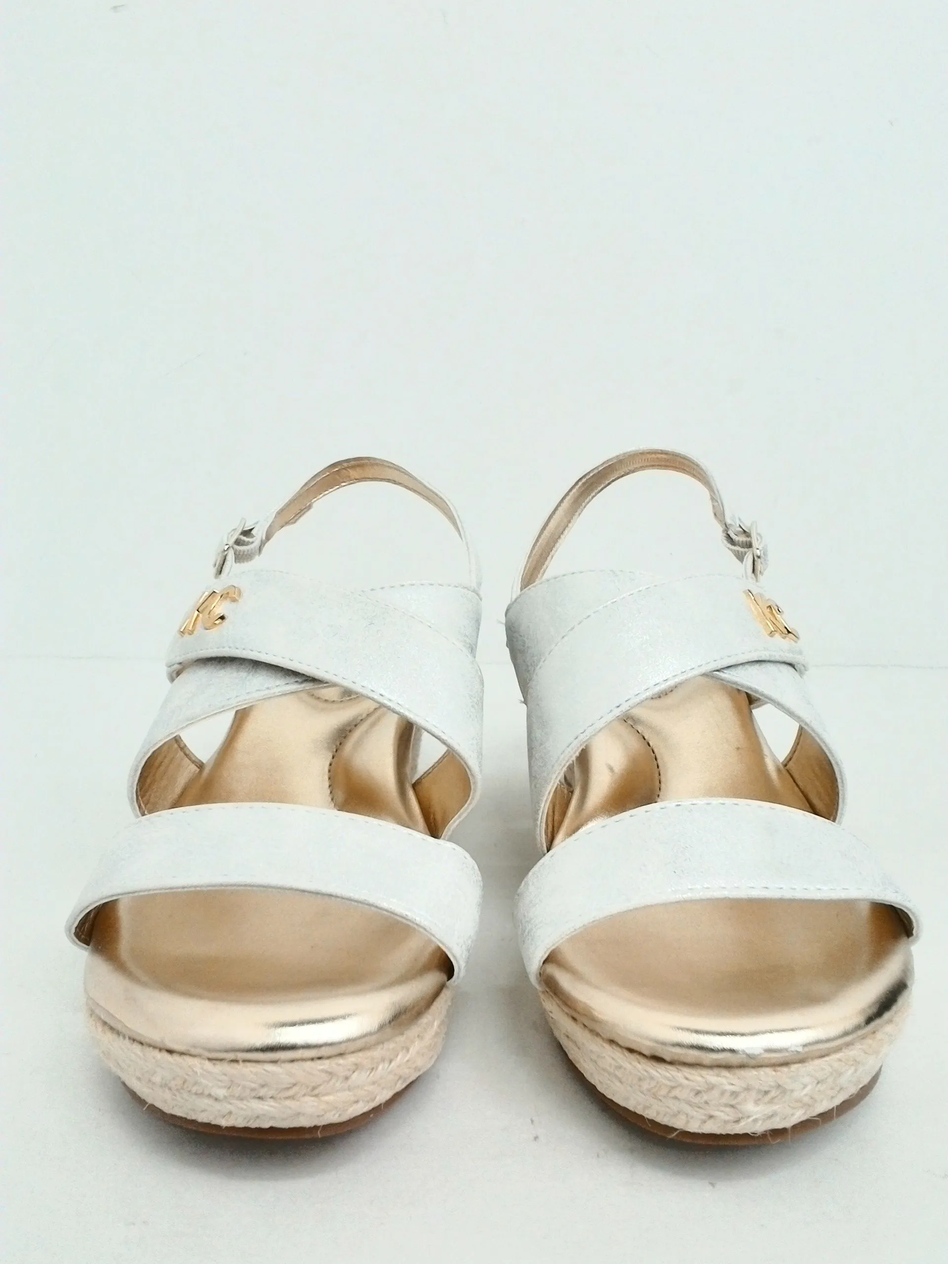 Kenneth Cole Women's White/Gold Wedge Sandals Size 5