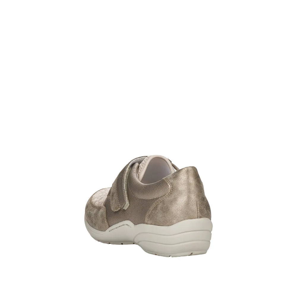 Ladies Strap Over Remonte Trainers Sneakers Ligt Bronze Metallic Wider Fit R7600-90 sale